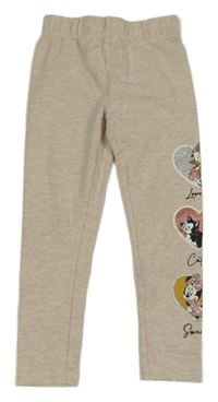 Smetanovo-růžové melírované legíny s Minnie a Daisy Disney