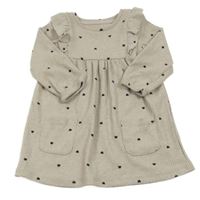 Svetlobéžové rebrované úpletové šaty so srdiečkami Nutmeg