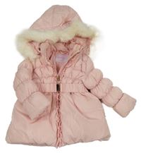 Světlerůžová šusťáková zimní bunda s kapucí 