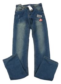 Nové - Tmavomodré skinny rifle s nášivkami Zeeman