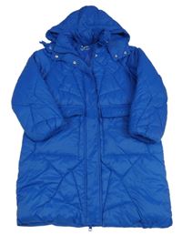 Modrý šušťákový zimný kabát s kapucňou Zara