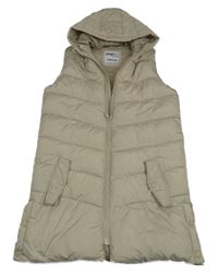 Světlebéžová šusťáková zateplená vesta s kapucí Page one young vel.176