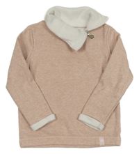 Svetloružová melírovaná mikina s komínovým golierom C&A