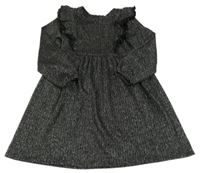 Čierno-strieborné úpletové šaty s volánikom Primark