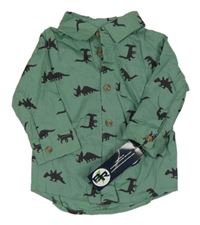 Nové - Khaki košeľa s dinosaurami