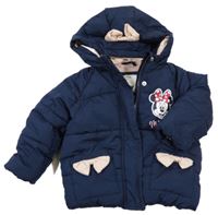 Tmavomodrá šusťáková zimní bunda s Minnie a kapucí Disney