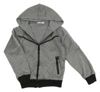 Sivá melírovaná prepínaci mikina s kapucňou yi boy