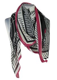 Dámský černo-smetanovo-růžový vzorovaný šátek