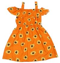 Oranžové ľahké šaty s kvetmi Shein