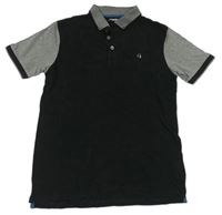 Čierno-sivé polo tričko s výšivkou M&S