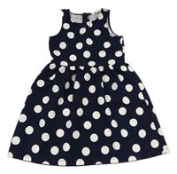 Tmavomodro-bílé puntíkaté žebrované šaty H&M