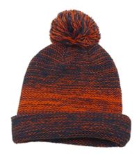Tamvomodro-oranžová melírovaná čapica s brmbolcom