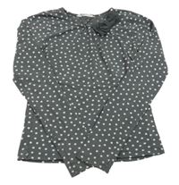 Tmavosivé bodkovaná é tričko s mašlou H&M