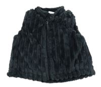 Antracitová chlpatá podšitá vesta