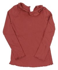 Vínové žebrované triko s límečkem s madeirou George