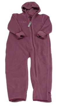 Tmavorůžová fleecová funkční kombinéza s kapucí Hoppediz