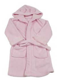 Světlerůžový plyšový župan s kapucí Name Shops
