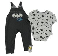 Nové - 2set - Tmavosivé na traké tepláky s netopýrem - šedé body - Batman George