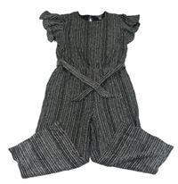 Čierno-strieborný pruhovaný nohavicový culottes slávnostný overal PRIMARK