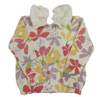 Biely kvetovaný sveter s golierikom