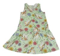 Nové - Zelenkavé bavlnené šaty s jednorožcami H&M