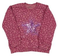 Tmavorůžová vzorovaná mikina s flitry Nutmeg