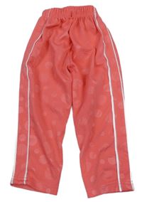 Korálové puntíkaté tepláky s proužkem 