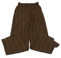 Hnedo-čierne vzorované voľné é nohavice H&M