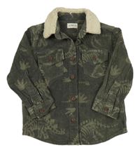 Khaki manšestrová košilová bunda s dinosaury F&F