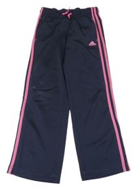 Antracitové športové tepláky s pruhmi Adidas