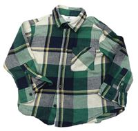 Zeleno-tmavomodro-smotanová kockovaná flanelová košeľa H&M