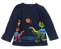 Tmavomodré tričko s dinosaurami Topolino