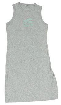 Sivé rebrované šaty s nápisom Primark