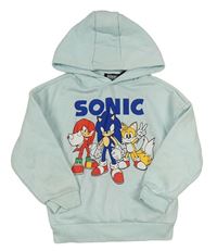 Světlezelená mikina se Sonicem a kapucí 