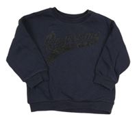 Tmavomodrá oversize mikina s nápisom F&F