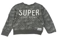 Sivo-biela vzorovaná mikina s nápisom H&M