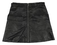 Čierna koženková prepínaci sukňa s vreckami River Island