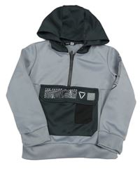 Sivo-čierna mikina s klokankou a kapucňou Pep&Co