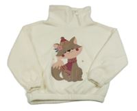 Smotanová fleecová mikina s líškou a komínovým golierom C&A