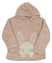 Světlerůžová huňatá třpytivá mikina se zajíčkem a kapucí Nutmeg
