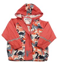 Bielo-ružová nepromokavá bunda s labuťami  a kapucňou Lupilu