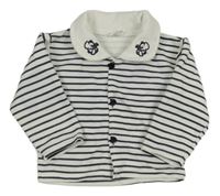 Bielo-tmavomodrá pruhovaná prepínaci mikina s golierikom a slonmi