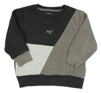 Tmavošedo-sivo-biela oversize mikina s nápisom Next