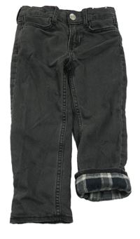 Tmavošedé slim fit podšité rifle H&M