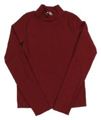 Vínové žebrované triko se stojáčkem Garcia 