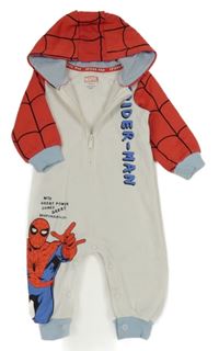Bielo-červená tepláková kombinéza so Spidermanem a kapucňou Marvel