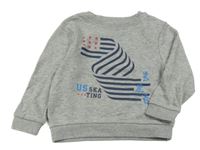 Sivá melírovaná mikina s potlačou Orchestra