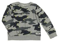 Sivo-tmavošedo-limetková army mikina Name it