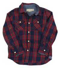 Tmavomodro-červená kostkovaná košile H&M