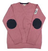 Ružový sveter s nápisom a náloketníky Vertbaudet